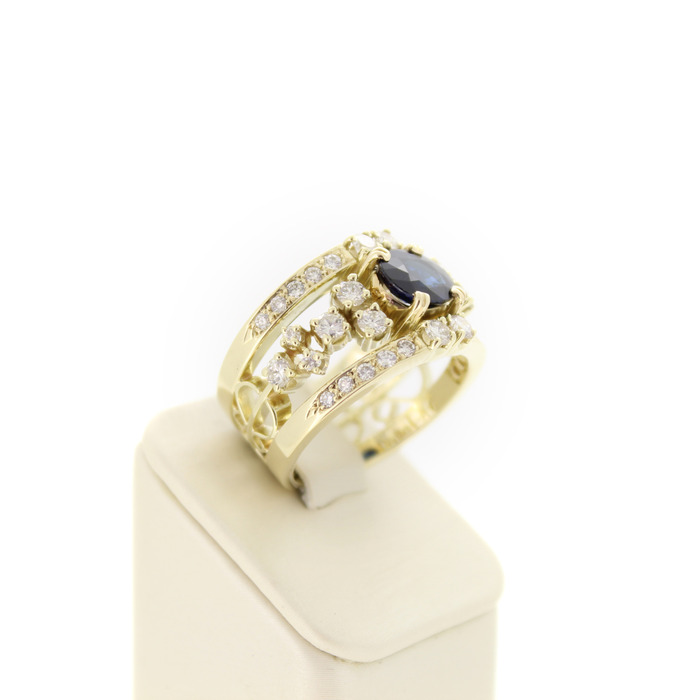 Ring Geelgoud 18 Karaat Briljanten Saffier Tweedehands 6541-3365 Juwelier Clem Vercammen.jpg