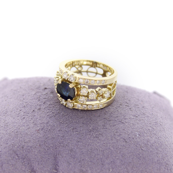 Ring Geelgoud 18 Karaat Briljanten Saffier Tweedehands 6541-3365 Juwelier Clem Vercammen.jpg