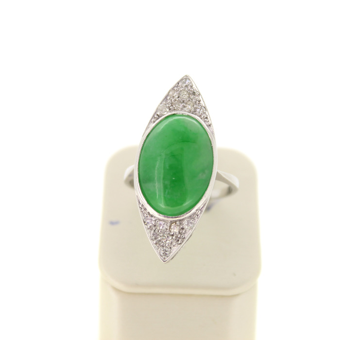 Ring Vintage Witgoud 18K Briljanten Groene Kleursteen Tweedehands 6749-3366 Juwelier Clem Vercammen.jpg