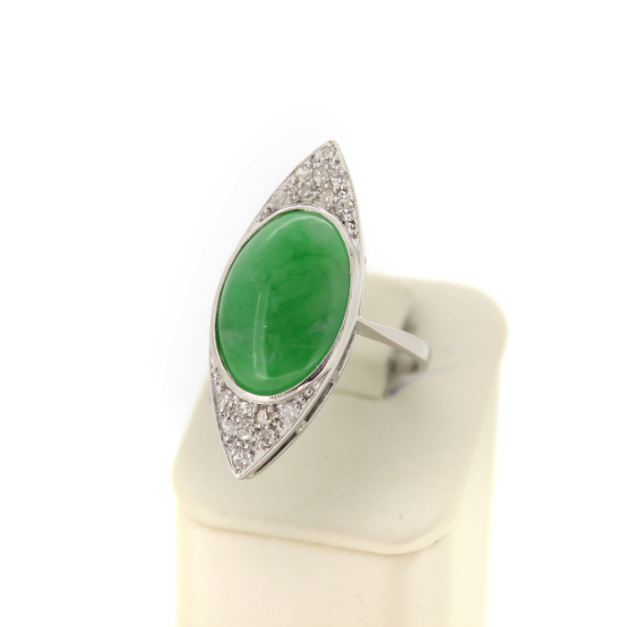Ring Vintage Witgoud 18K Briljanten Groene Kleursteen Tweedehands 6749-3366 Juwelier Clem Vercammen.jpg