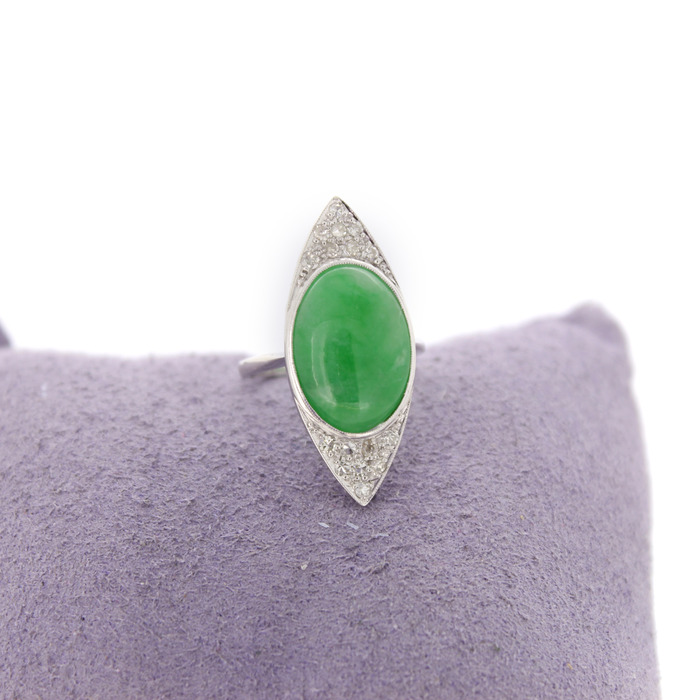 Ring Vintage Witgoud 18K Briljanten Groene Kleursteen Tweedehands 6749-3366 Juwelier Clem Vercammen.jpg