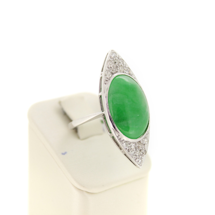 Ring Vintage Witgoud 18K Briljanten Groene Kleursteen Tweedehands 6749-3366 Juwelier Clem Vercammen.jpg