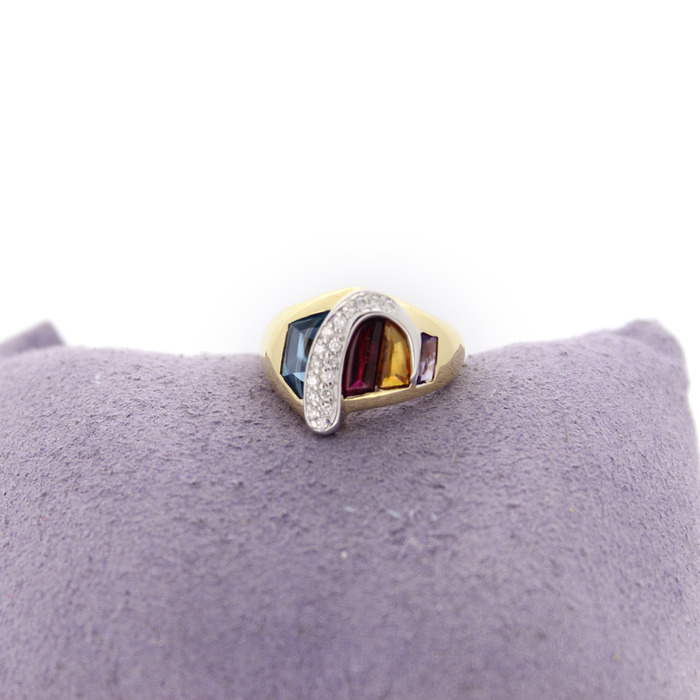 Ring Bicolor Wit-Geelgoud 18Karaat briljanten Kleurstenen Tweedehands 6747-3371 Juwelier Clem Vercammen.jpg