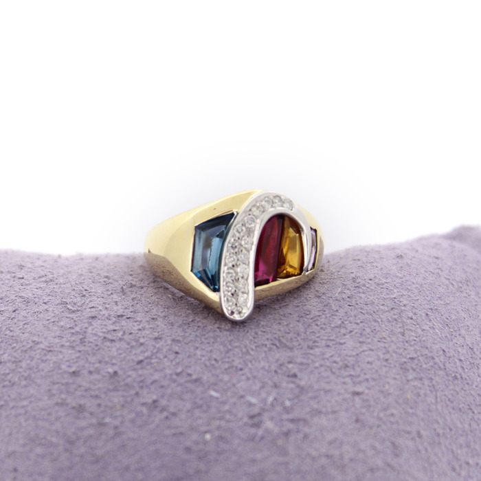 Ring Bicolor Wit-Geelgoud 18Karaat briljanten Kleurstenen Tweedehands 6747-3371 Juwelier Clem Vercammen.jpg