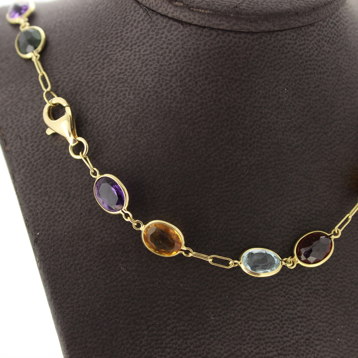 Collier Geelgoud 18K Kleurstenen Tweedehands 6745-3364 Juwelier Clem Vercammen.jpg