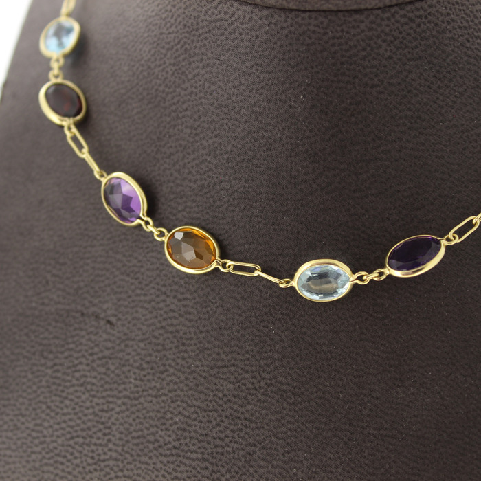 Collier Geelgoud 18K Kleurstenen Tweedehands 6745-3364 Juwelier Clem Vercammen.jpg