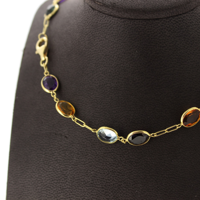 Collier Geelgoud 18K Kleurstenen Tweedehands 6745-3364 Juwelier Clem Vercammen.jpg