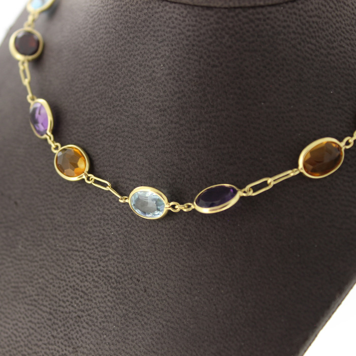 Collier Geelgoud 18K Kleurstenen Tweedehands 6745-3364 Juwelier Clem Vercammen.jpg