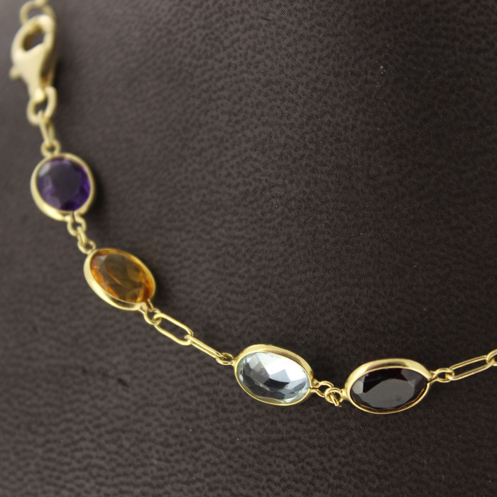 Collier Geelgoud 18K Kleurstenen Tweedehands 6745-3364 Juwelier Clem Vercammen.jpg