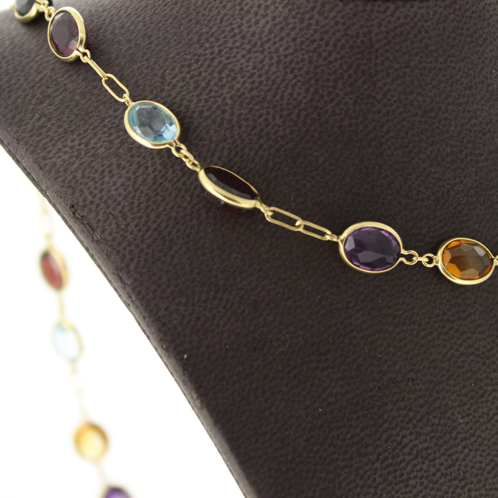 Collier Geelgoud 18K Kleurstenen Tweedehands 6745-3364 Juwelier Clem Vercammen.jpg