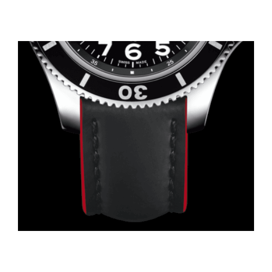 Horloge Breitling Strap - Superocean leder Zwart / Rood met Gesp