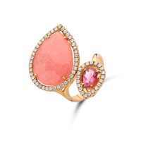 Juweel Outlet Ring roségoud 18 karaat  Briljant en kwarts 15/19 Juweel Outlet Ring roségoud 18 karaat  Briljant en kwarts 15/19