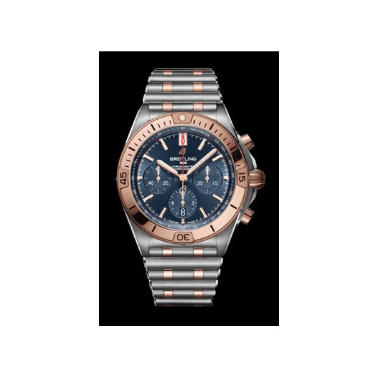 Breitling Chronomat B01 Chronograph 42 18K bicolor Blue blauwe UB0134101C1U1  Rouleaux armband Clem Vercammen
