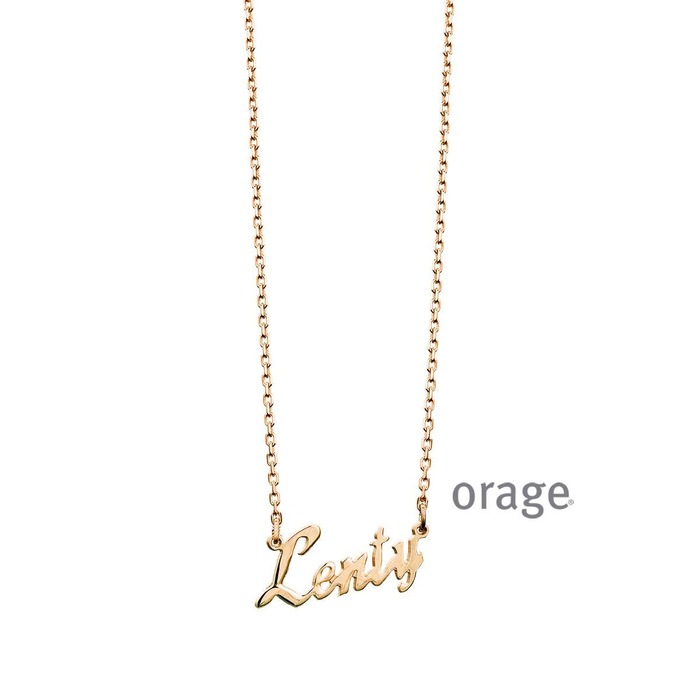 Juweel Orage naamketting Forcat pleetgoud rosé 925 NK-F50ROSE