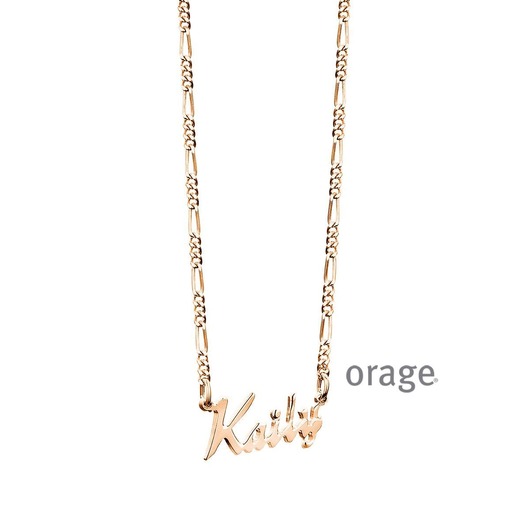 Juweel Orage naamketting figaro pleetgoud rosé 925 NK-FIG50ROSE Juweel Orage naamketting figaro pleetgoud rosé 925 NK-FIG50ROSE
