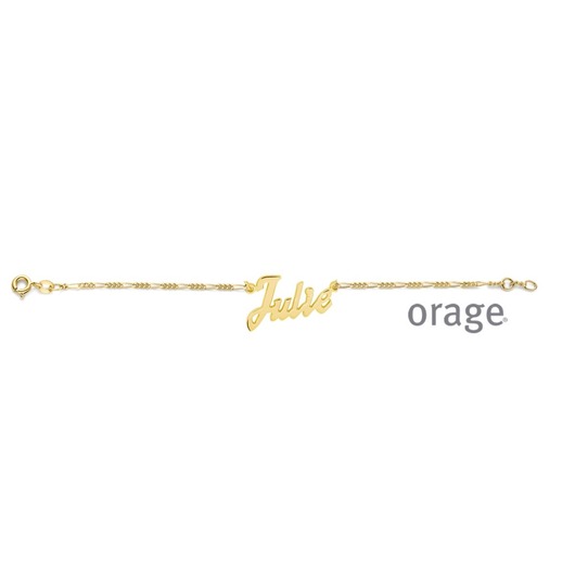 Juweel Orage naamarmband Figaro pleetgoud 925 BK-FIG50VERM