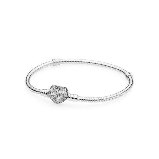 succes in plaats daarvan Koninklijke familie Pandora Moments Armband - 590727CZ - Sparkling Heart Pavé Clasp Snake Chain  Bracelet - Clem Vercammen