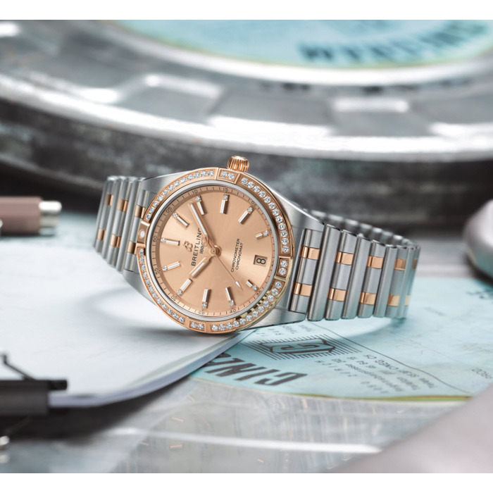 breitling chronomat 36 automatic copper diamonds steel gold u10380591k1u1 11250 juwelier clem vercammen.jpg