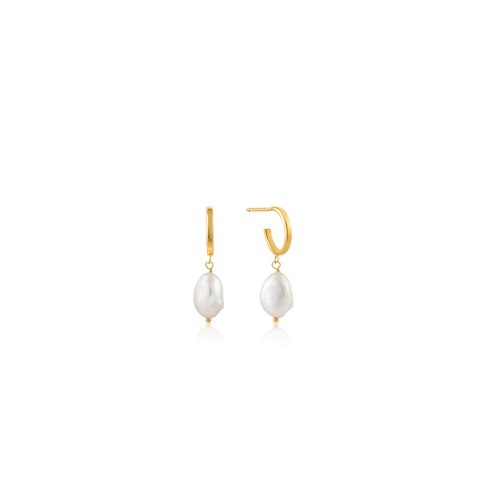 Juweel ANIA HAIE - PEARL OF WISDOM - PEARL MINI HOOP OORBELLEN E019-02G