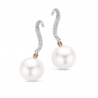 Juweel Outlet Parel Oorhangers witgoud 18 karaat met Briljant 15/19 Juweel Outlet Parel Oorhangers witgoud 18 karaat met Briljant 15/19
