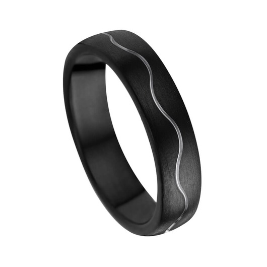 Juweel Trouwring Amici Black Stainless steel Langsmat Briljant 5629-XS/50 Juweel Trouwring Amici Black Stainless steel Langsmat Briljant 5629-XS/50