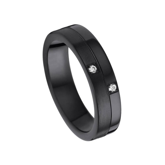 Juweel Trouwring Amici Black Stainless steel Hoogglans Langsmat Briljant 5547-X/50 Juweel Trouwring Amici Black Stainless steel Hoogglans Langsmat Briljant 5547-X/50