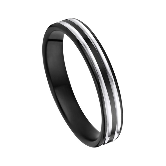 Juweel Trouwring Amici Black Stainless steel Langsmat 5625-XS/40 Juweel Trouwring Amici Black Stainless steel Langsmat 5625-XS/40