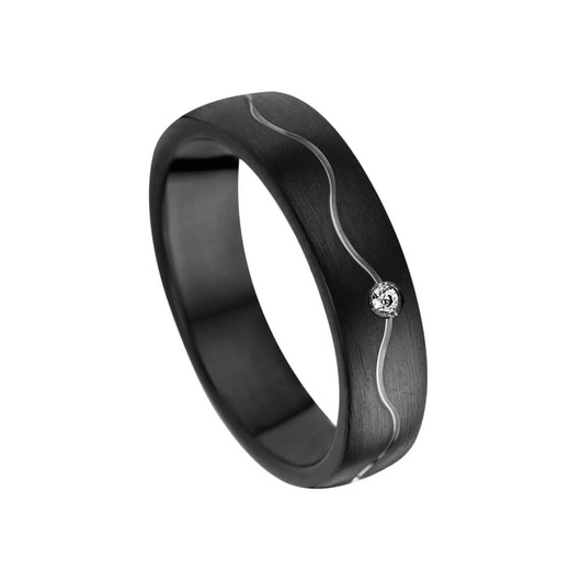 Juweel Trouwring Amici Black Stainless steel Langsmat Briljant 5630-XS/50 Juweel Trouwring Amici Black Stainless steel Langsmat Briljant 5630-XS/50