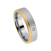 Juweel Trouwring Amici Stainless steel Geelgoud 18 karaat Briljant 5515-MA/60 Juweel Trouwring Amici Stainless steel Geelgoud 18 karaat Briljant 5515-MA/60