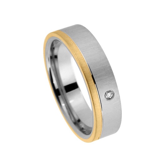 Juweel Trouwring Amici Stainless steel Geelgoud 18 karaat Briljant 5515-MA/60 Juweel Trouwring Amici Stainless steel Geelgoud 18 karaat Briljant 5515-MA/60