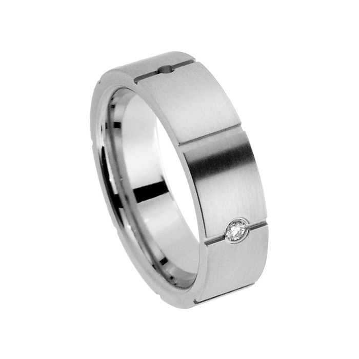 Juweel Trouwring Amici Stainless steel Langsmat Briljant 5511-MA/60