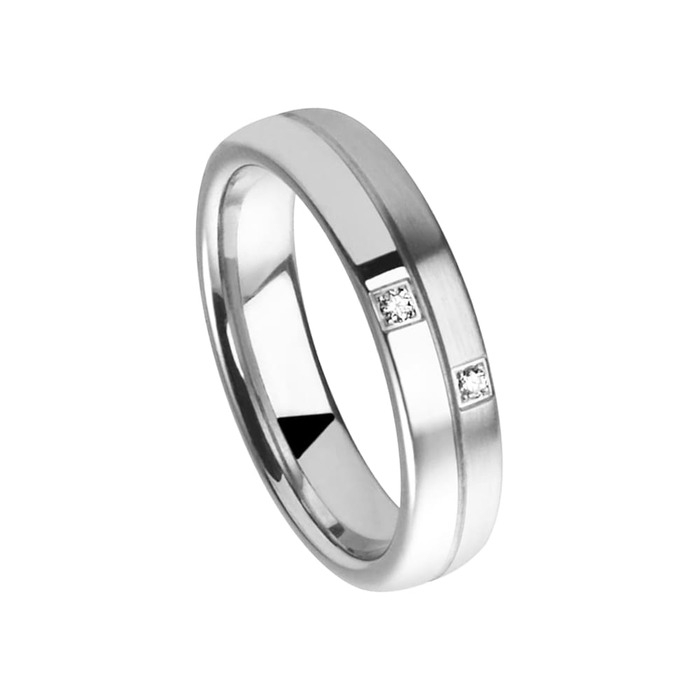 Juweel Trouwring Amici Stainless steel Hoogglans Langsmat Briljant 5548/50