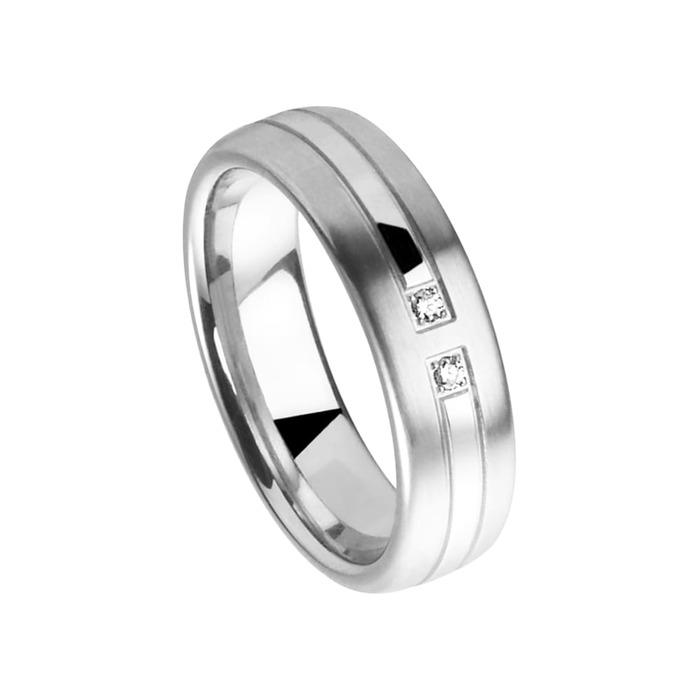 Juweel Trouwring Amici Stainless steel Hoogglans Langsmat Briljant 5557/60