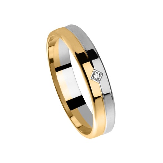 Juweel Trouwring Amici Bicolor goud 18 karaat Briljant 5725-B/40 Juweel Trouwring Amici Bicolor goud 18 karaat Briljant 5725-B/40