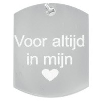 Juweel Hanger fotogravure vingerprint met extra tekst gravure staal rechthoekig model 14 Juweel Hanger fotogravure vingerprint met extra tekst gravure staal rechthoekig model 14