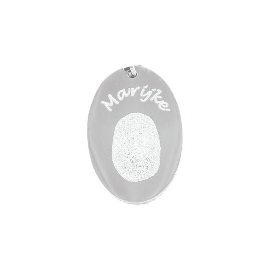 Juweel Hanger fotogravure en vingerprint staal ovaal model 4 Juweel Hanger fotogravure en vingerprint staal ovaal model 4