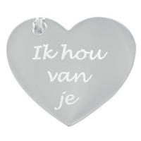 Juweel Hanger fotogravure vingerprint met extra tekst gravure staal Hart model 10 Juweel Hanger fotogravure vingerprint met extra tekst gravure staal Hart model 10