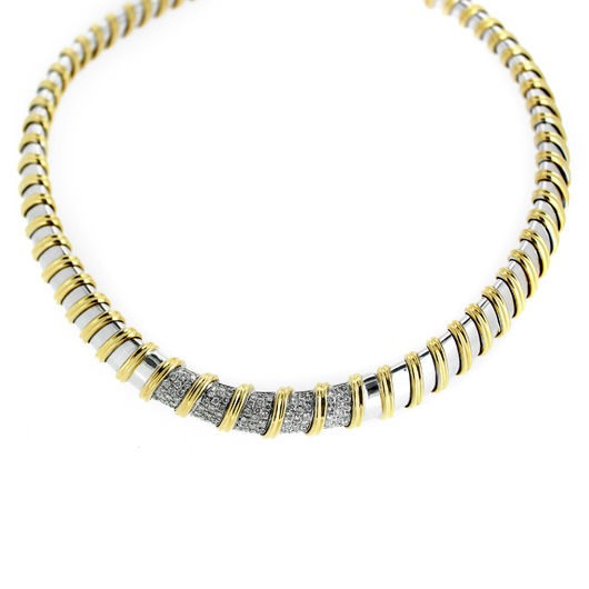 Juweel Collier Bicolor goud 18 karaat - Briljanten '14500/cv' 'Twdh' Juweel Collier Bicolor goud 18 karaat - Briljanten '14500/cv' 'Twdh'