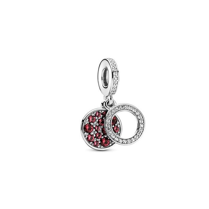 Juweel PANDORA Sparkling Red Disc Double Dangle Charm 799186C03 