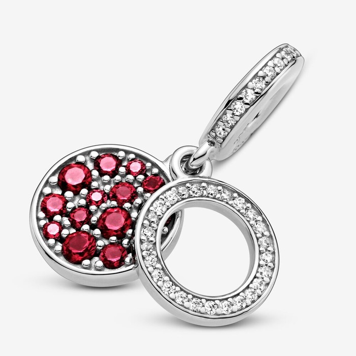 Juweel PANDORA Sparkling Red Disc Double Dangle Charm 799186C03 