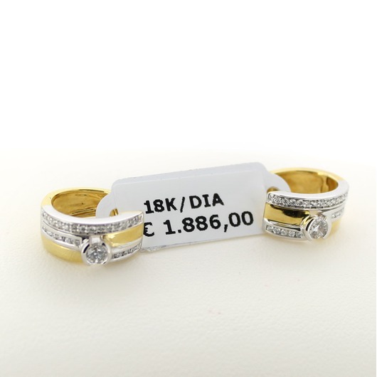 Juweel Oorbellen bicolor goud 18 karaat briljanten CV2393