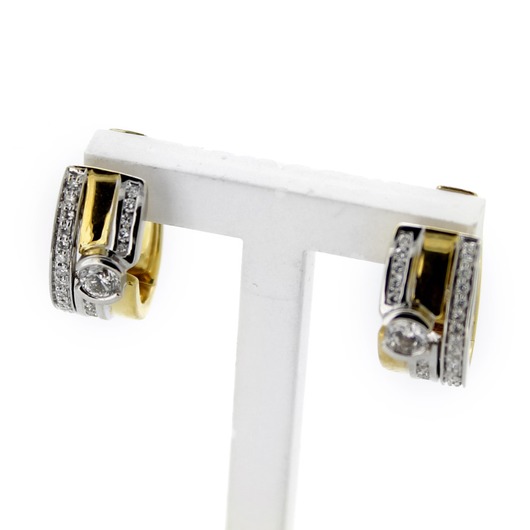 Juweel Oorbellen bicolor goud 18 karaat briljanten CV2393