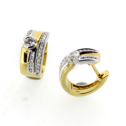 Juweel Oorbellen bicolor goud 18 karaat briljanten CV2393