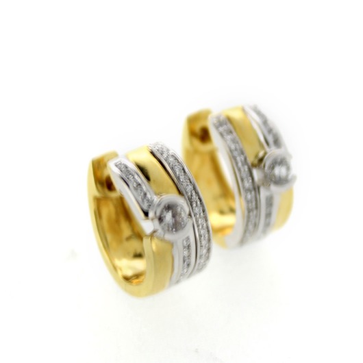 Juweel Oorbellen bicolor goud 18 karaat briljanten CV2393