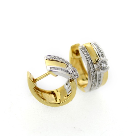 Juweel Oorbellen bicolor goud 18 karaat briljanten CV2393