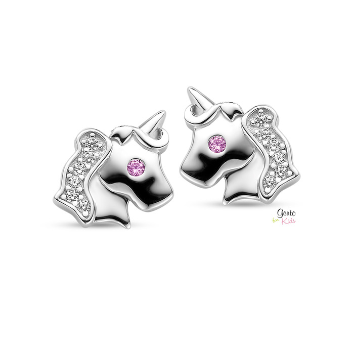242359 01 Gento Kinderjuweel Zilver oorbellen eenhoorn GK492 Juwelier Clem Vercammen.jpg