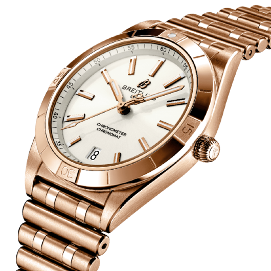 Horloge Breitling Chronomat 36 automatic Silver Rose gold 18K R10380101A1R1