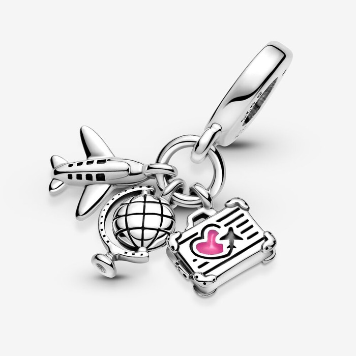 Juweel Pandora Airplane, Globe and Suitcase 799435C01 