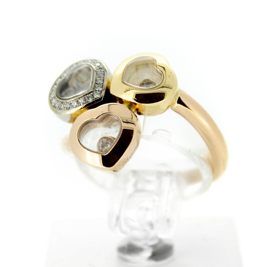 Emotie de ober smog Tweedehands Chopard ring Happy diamond Tricolor Goud 18 karaat Briljant  829390-9111 online te koop