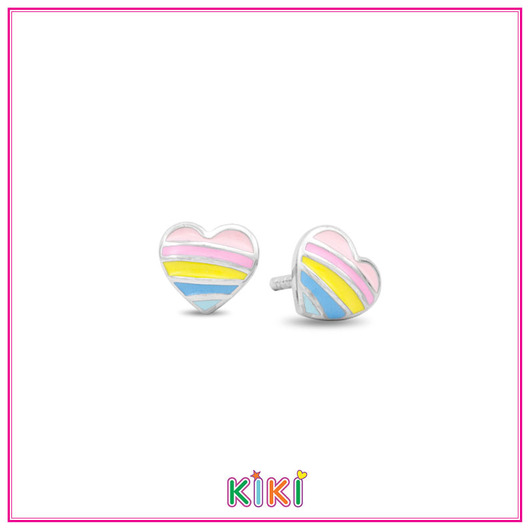 Juweel Kiki oorstekers hart multicolor 65028P Juweel Kiki oorstekers hart multicolor 65028P